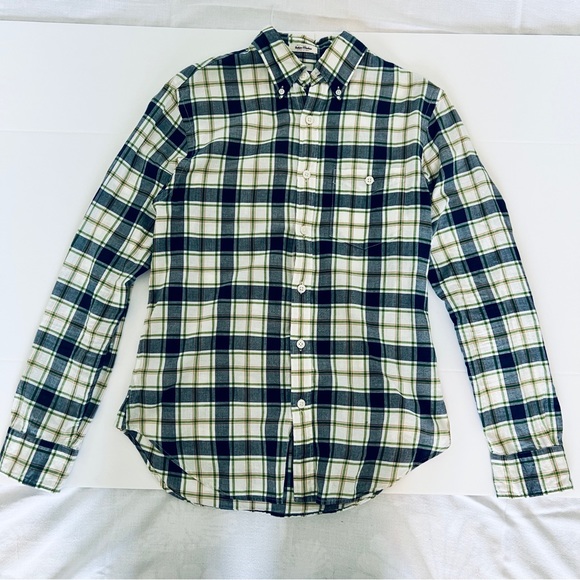 Todd Snyder Madras Blue Green check plaid button down long sleeve shirt. Small - Picture 1 of 4